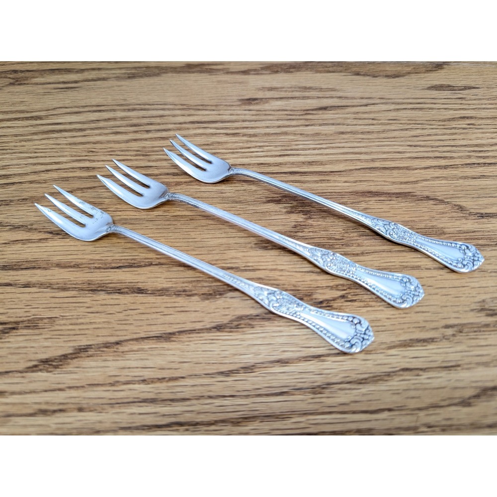 Forbes Silver Co Clovis Silverplate Cocktail Forks Vintage Floral 6 In Set of 3